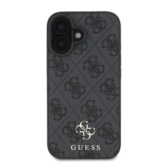 Apple iPhone 16 Kılıf Guess Orjinal Lisanslı M-safe Şarj Özellikli Taneli Çiçek Tasarımlı Metal Yazı Logolu Kapak
