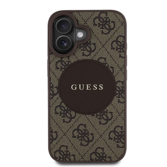 Apple iPhone 16 Kılıf Guess Orjinal Lisanslı M-safe Şarj Özellikli Yazı Logolu Circle Classic Kapak