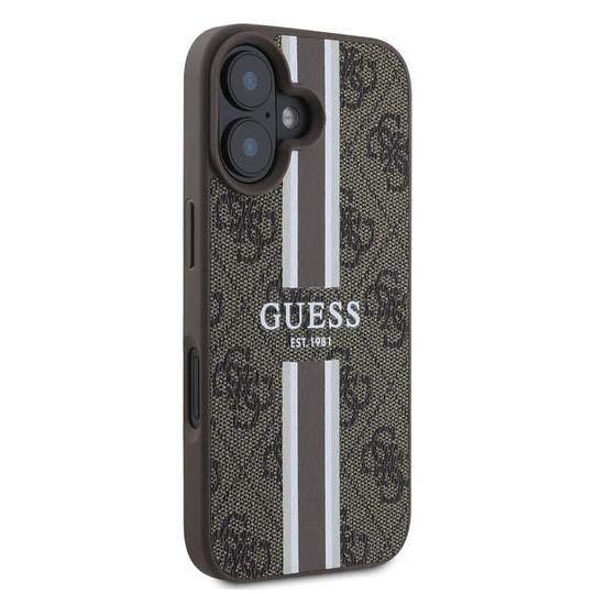 Apple iPhone 16 Kılıf Guess Orjinal Lisanslı Magsafe Şarj Özellikli 4G Şerit Tasarımlı Printed Kapak