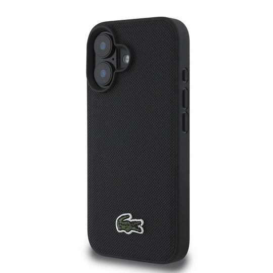 Apple iPhone 16 Kılıf Lacoste Orjinal Lisanslı PU Pike Desenli Arka Yüzey İkonik Timsah Dokuma Logolu Kapak + Type-C Kablo 1.5m