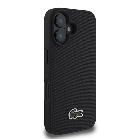 Apple iPhone 16 Kılıf Lacoste Orjinal Lisanslı PU Pike Desenli Arka Yüzey İkonik Timsah Dokuma Logolu Kapak + Type-C Kablo 1.5m