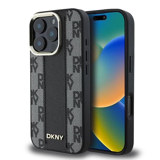 Apple iPhone 16 Pro Kılıf DKNY Orjinal Lisanslı Magsafe Şarj Özellikli 3D Yazılı Checkered Pattern Kapak
