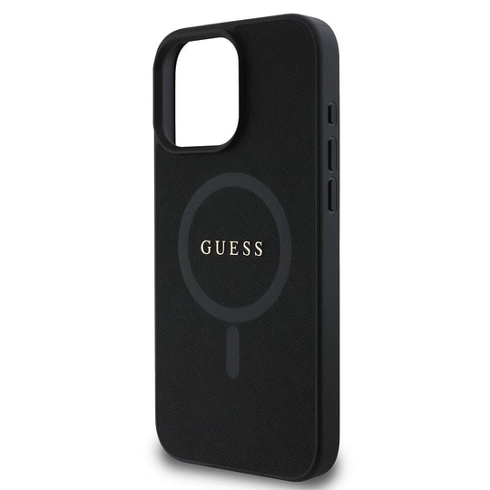 Apple iPhone 16 Pro Kılıf Guess Orjinal Lisanslı M-safe Şarj Özellikli Taneli Çiçek Tasarımlı Metal Yazı Logolu Kapak