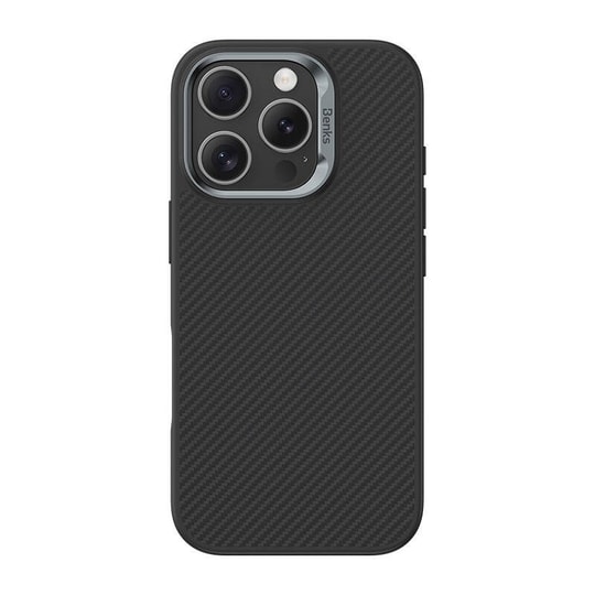 Apple iPhone 16 Pro Kılıf Karbon Fiber M-safe Şarj Özellikli Benks Hybrid ArmorPro 600D Kevlar Kapak