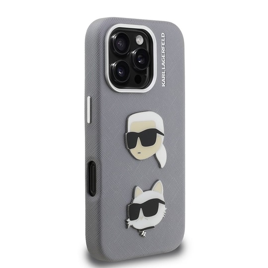 Apple iPhone 16 Pro Kılıf Karl Lagerfeld Orjinal Lisanslı K&C Heads Pin Kapak