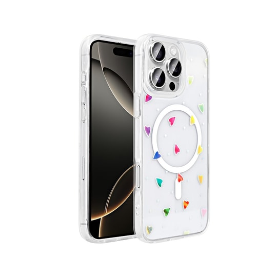 Apple iPhone 16 Pro Kılıf M-Safe Şarj Özellikli Şeffaf Zore Folk Sert Kapak