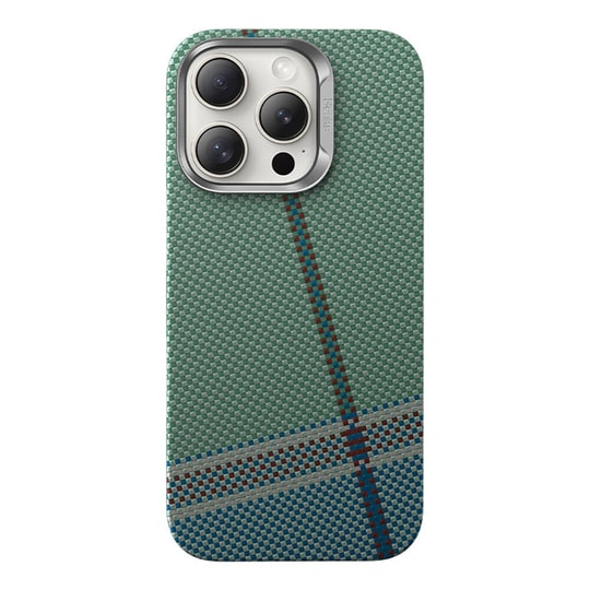 Apple iPhone 16 Pro Kılıf M-safe Şarj Özellikli Karbon Fiber Tasarımlı Benks Passion Green ArmorAir Kevlar Kapak
