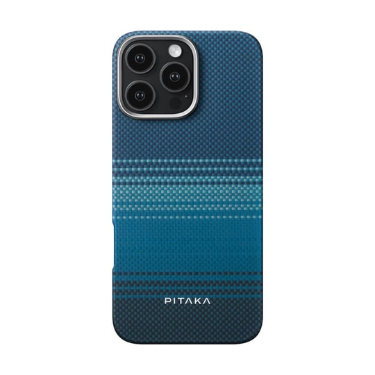 Apple iPhone 16 Pro Kılıf M-safe Şarj Özellikli Aramid Fiber Pitaka Tactile Woven Sunset-Moonrise Serisi Moonrise Kapak