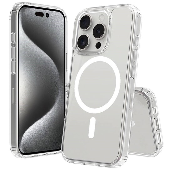Apple iPhone 16 Pro Kılıf M-safe Şarj Özellikli Şeffaf Sert PC Zore Embos Kapak