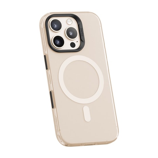 Apple iPhone 16 Pro Kılıf M-safe Şarj Özellikli Kamera Standlı Youngkit Bitty Cream Kapak