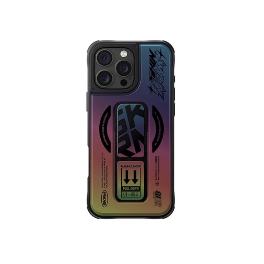 Apple iPhone 16 Pro Kılıf M-safe Şarj Özellikli Holografik Tasarımlı Standlı Deri Görünümlü Skinarma Kira Kobai Kapak