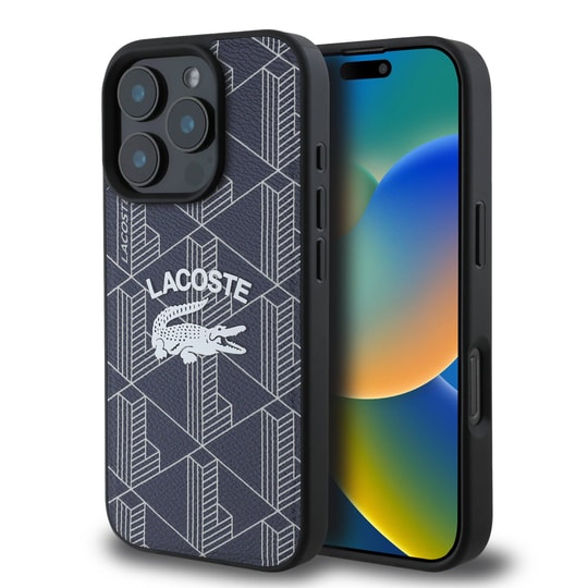 Apple iPhone 16 Pro Max Kılıf Lacoste Orjinal Lisanslı M-safe Şarj Özellikli Mono Vintage Logo Kapak