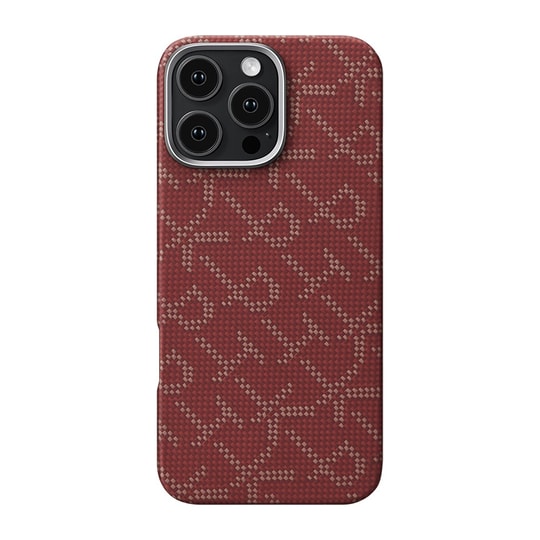 Apple iPhone 16 Pro Max Kılıf M-safe Şarj Özellikli Aramid Fiber Pitaka Tactile Woven Monogram Serisi Kapak