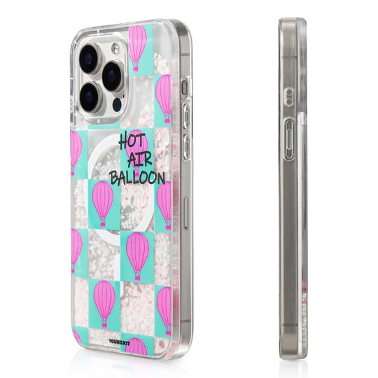 Apple iPhone 16 Pro Max Kılıf M-safe Şarj Özellikli Parlak Kumlu Sıvılı Youngkit Pink Dream Quicksand Serisi Kapak