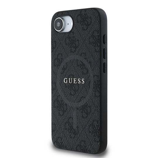 Apple iPhone 16E Kılıf Guess Orjinal Lisanslı M-safe Şarj Özellikli PU Halkalı 4G Desenli Yazı Logolu Kapak