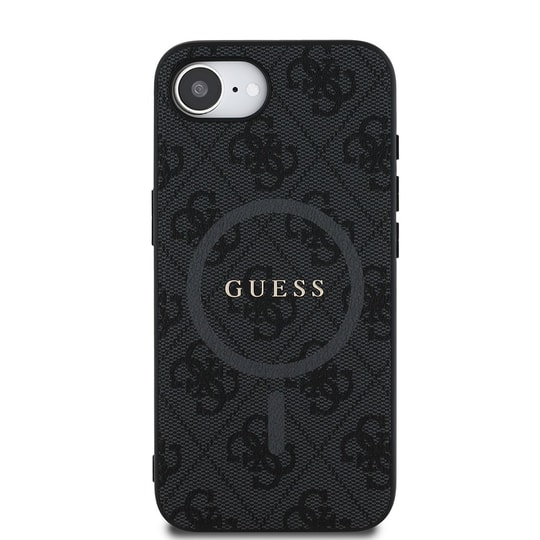 Apple iPhone 16E Kılıf Guess Orjinal Lisanslı M-safe Şarj Özellikli PU Halkalı 4G Desenli Yazı Logolu Kapak