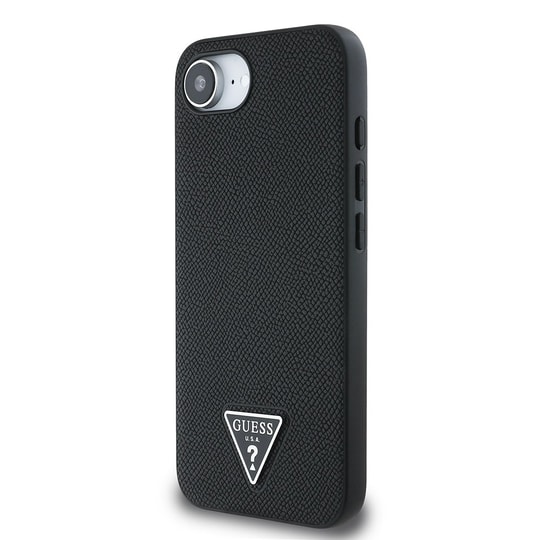 Apple iPhone 16E Kılıf Guess Orjinal Lisanslı M-safe Şarj Özellikli Grained Triangle Kapak