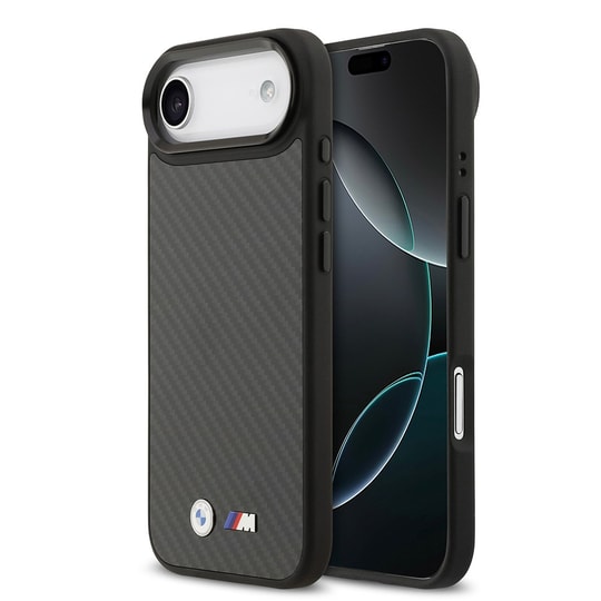 Apple iPhone 17 Air Kılıf BMW Orjinal Lisanslı M-safe Şarj Özellikli Karbon Fiber Metal Logolu Kapak