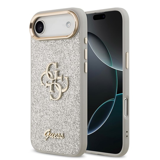 Apple iPhone 17 Air Kılıf Guess Orjinal Lisanslı 4G Büyük Metal Kamera Çerçeveli ve Logolu Glitter Kapak
