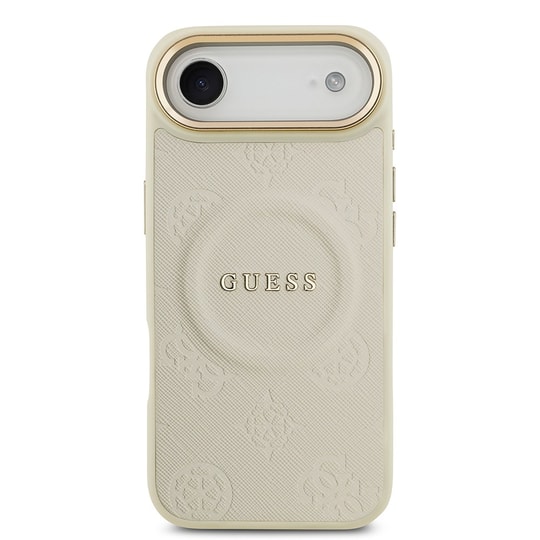Apple iPhone 17 Air Kılıf Guess Orjinal Lisanslı M-safe Şarj Özellikli 4G Desenli PU Metal Plaka Klasik Logolu Kapak