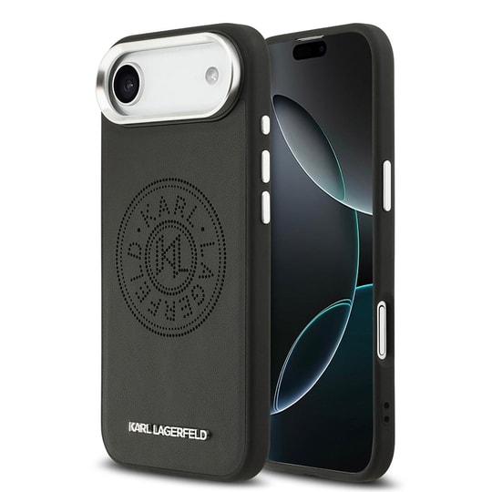 Apple iPhone 17 Air Kılıf Karl Lagerfeld Orjinal Lisanslı M-safe Şarj Özellikli Delikli Tasarım Metal Logolu PU Deri Kapak