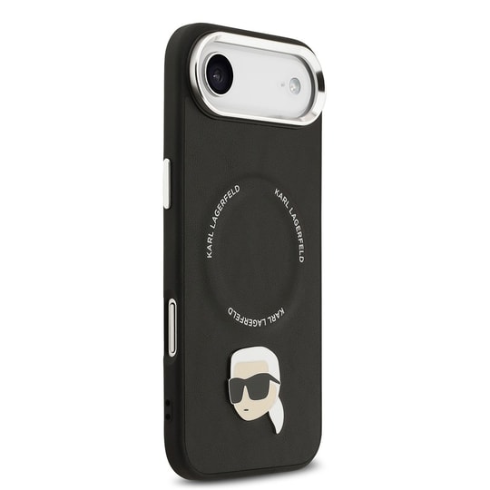 Apple iPhone 17 Air Kılıf Karl Lagerfeld Orjinal Lisanslı M-safe Şarj Özellikli Metal Kamera ve Buton Tasarımlı Karl PU Deri Kapak