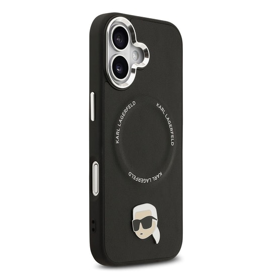 Apple iPhone 17 Kılıf Karl Lagerfeld Orjinal Lisanslı M-safe Şarj Özellikli Metal Kamera ve Buton Tasarımlı Karl PU Deri Kapak