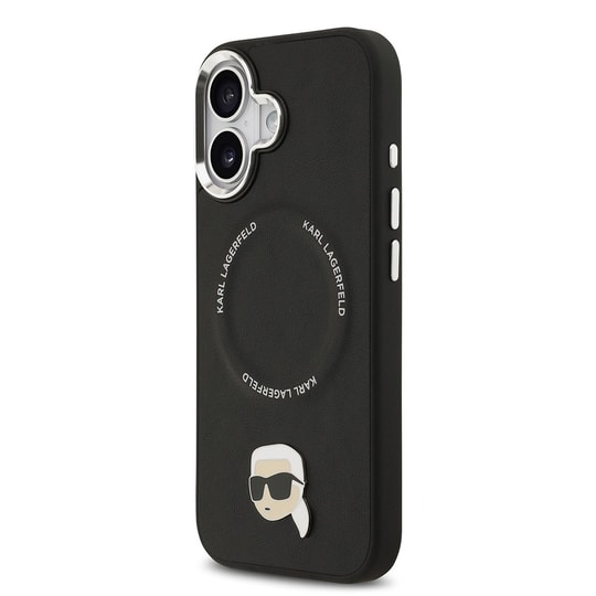 Apple iPhone 17 Kılıf Karl Lagerfeld Orjinal Lisanslı M-safe Şarj Özellikli Metal Kamera ve Buton Tasarımlı Karl PU Deri Kapak