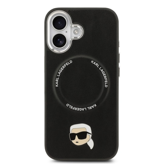 Apple iPhone 17 Kılıf Karl Lagerfeld Orjinal Lisanslı M-safe Şarj Özellikli Metal Kamera ve Buton Tasarımlı Karl PU Deri Kapak