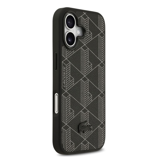 Apple iPhone 17 Kılıf Lacoste Orjinal Lisanslı M-safe Şarj Özellikli PU Deri Tasarımlı Kartlıklı Karışık Monogram Desenli Kapak