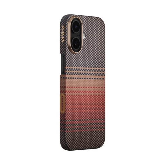Apple iPhone 17 Kılıf M-safe Şarj Özellikli Aramid Fiber Pitaka Tactile Woven Sunset-Moonrise Serisi Sunset Kapak