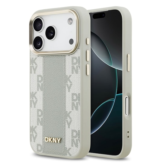 Apple iPhone 17 Pro Kılıf DKNY Orjinal Lisanslı M-safe Şarj Özellikli 3D Yazılı Checkered Pattern Kapak
