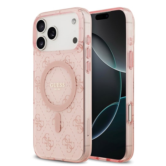 Apple iPhone 17 Pro Kılıf Guess Orjinal Lisanslı M-safe Şarj Özellikli IML Baskılı Klasik Logolu 4G Desenli Kapak