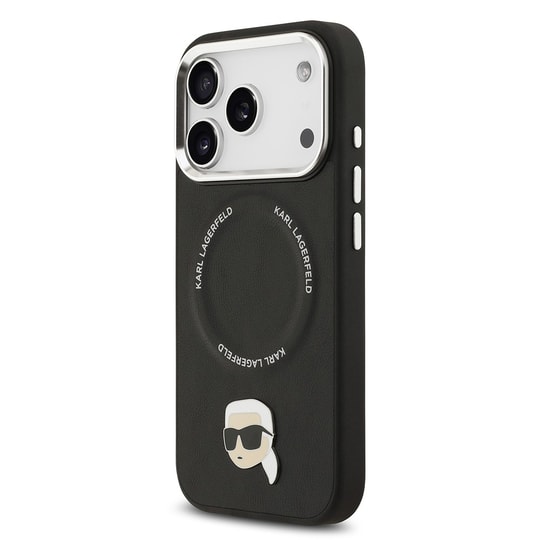 Apple iPhone 17 Pro Kılıf Karl Lagerfeld Orjinal Lisanslı M-safe Şarj Özellikli Metal Kamera ve Buton Tasarımlı Karl PU Deri Kapak