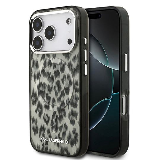 Apple iPhone 17 Pro Kılıf Karl Lagerfeld Orjinal Lisanslı M-safe Şarj Özellikli IML Leopar Baskılı Kapak