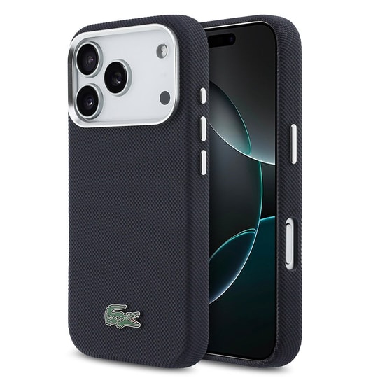 Apple iPhone 17 Pro Kılıf Lacoste Orjinal Lisanslı M-Safe Şarj Özellikli PVC Pike Desenli Arka Yüzey İkonik Timsah Dokuma Logolu Kapak