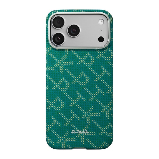 Apple iPhone 17 Pro Kılıf M-safe Şarj Özellikli Aramid Fiber Pitaka Tactile Woven Monogram Serisi Kapak