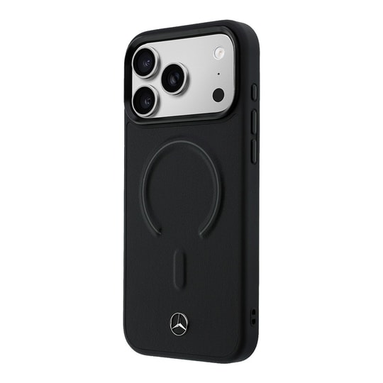 Apple iPhone 17 Pro Kılıf Mercedes Benz Orjinal Lisanslı M-safe Şarj Özellikli Metal Yıldız Logolu Kabartmalı Deri Kapak
