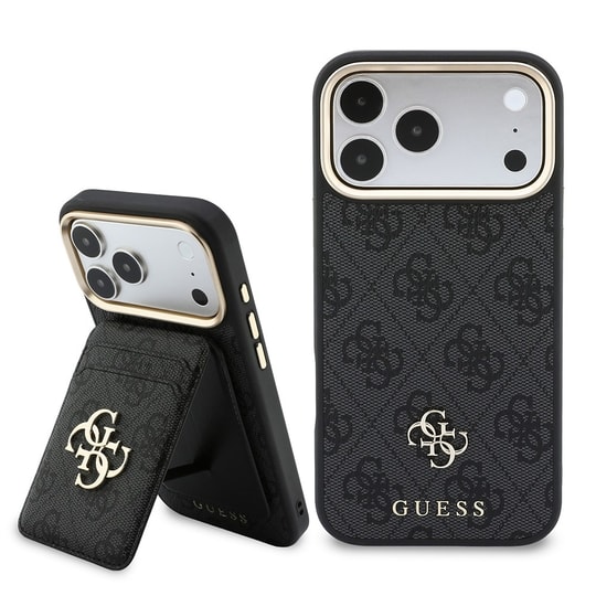 Apple iPhone 17 Pro Max Kılıf Guess Orjinal Lisanslı M-safe Şarj Özellikli 4G Büyük Metal Logolu Kartlıklı Kapak