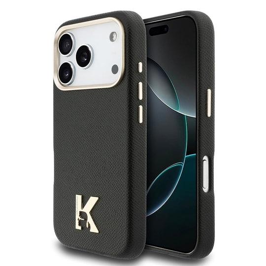 Apple iPhone 17 Pro Max Kılıf Karl Lagerfeld Orjinal Lisanslı M-safe Şarj Özellikli Gold Kamera Çerçeveli KHEAD Metal Logolu PU Deri Kapak