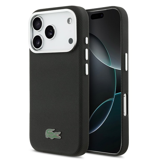 Apple iPhone 17 Pro Max Kılıf Lacoste Orjinal Lisanslı M-Safe Şarj Özellikli PVC Pike Desenli Arka Yüzey İkonik Timsah Dokuma Logolu Kapak