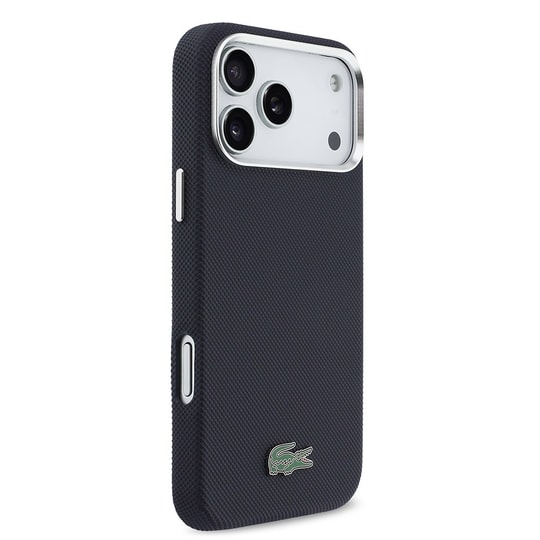 Apple iPhone 17 Pro Max Kılıf Lacoste Orjinal Lisanslı M-Safe Şarj Özellikli PVC Pike Desenli Arka Yüzey İkonik Timsah Dokuma Logolu Kapak