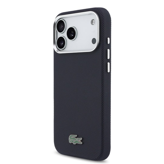 Apple iPhone 17 Pro Max Kılıf Lacoste Orjinal Lisanslı M-Safe Şarj Özellikli PVC Pike Desenli Arka Yüzey İkonik Timsah Dokuma Logolu Kapak