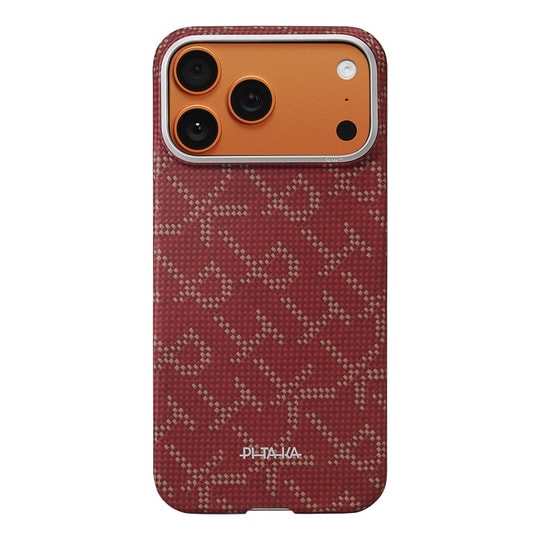 Apple iPhone 17 Pro Max Kılıf M-safe Şarj Özellikli Aramid Fiber Pitaka Tactile Woven Monogram Serisi Kapak