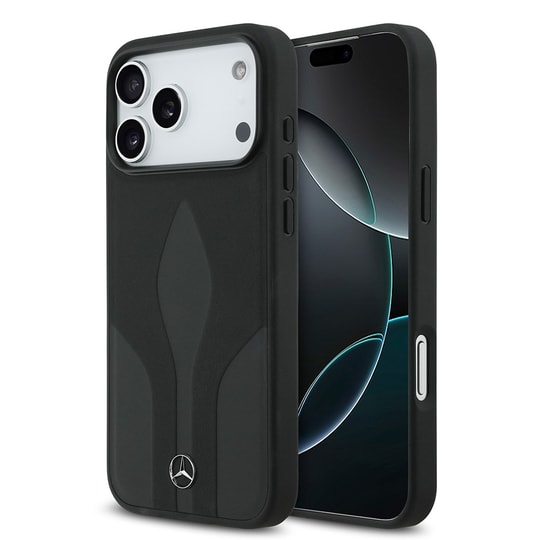 Apple iPhone 17 Pro Max Kılıf Mercedes Benz Orjinal Lisanslı M-safe Şarj Özellikli Dokulu Desenli Deri Kapak