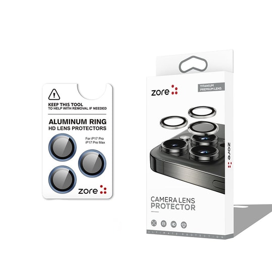 Apple iPhone 17 Pro Max Zore CL-12 Premium Safir Parmak İzi Bırakmayan Anti-Reflective Kamera Lens Koruyucu