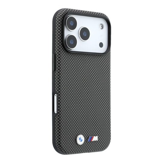 Apple iPhone 18 Pro Kılıf BMW Orjinal Lisanslı M-safe Şarj Özellikli Metal Logolu Karbon Fiber Kevlar Kapak