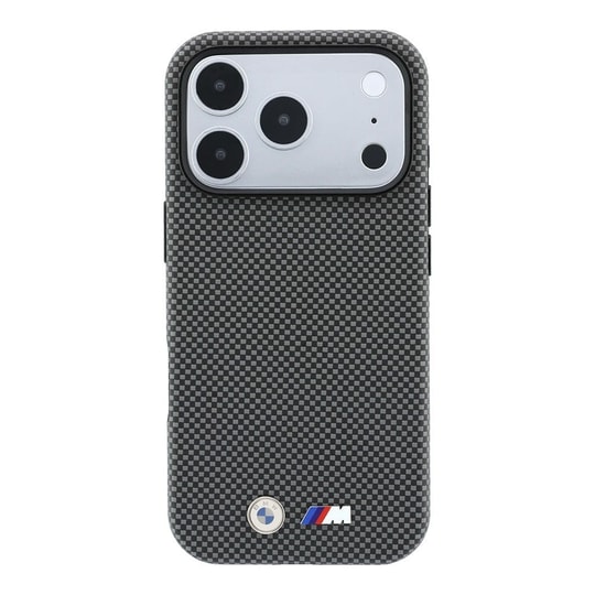 Apple iPhone 18 Pro Kılıf BMW Orjinal Lisanslı M-safe Şarj Özellikli Metal Logolu Karbon Fiber Kevlar Kapak