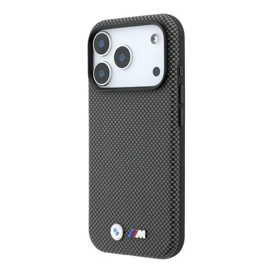 Apple iPhone 18 Pro Kılıf BMW Orjinal Lisanslı M-safe Şarj Özellikli Metal Logolu Karbon Fiber Kevlar Kapak