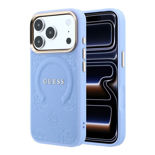 Apple iPhone 18 Pro Kılıf Guess Orjinal Lisanslı M-safe Şarj Özellikli Sıcak Baskılı Yazı Logolu C-Magnet PU Deri Peony Kapak